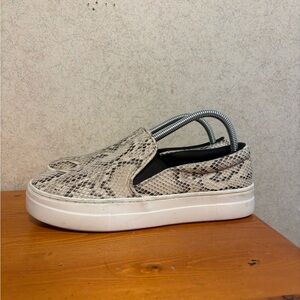 a new day Beige and Black Snake-Print Slip-On Platform Sneakers